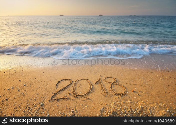 2018 year on the sea shore. Element of design.