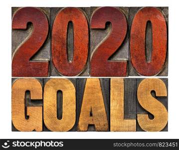 2020 goals banner - New Year resolution concept - isolated text in vintage letterpress wood type printing blocks