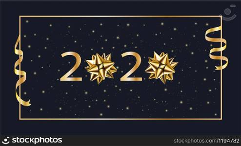 2020. Happy new year. Christmas vector background with bows.