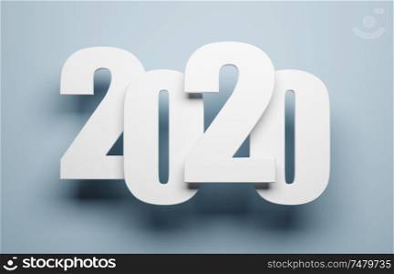 2020 Happy new year creative design background or greeting card. 3d rendering