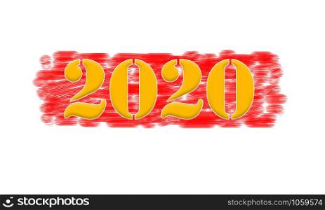 2020 Yellow Black Stamp Text on red backgroud