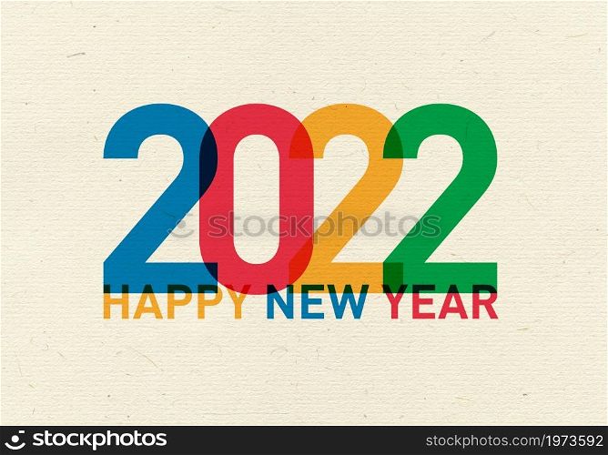 2022 Happy new year vintage card from the world in different languages and colors. Happy new year colorful vintage card from the world