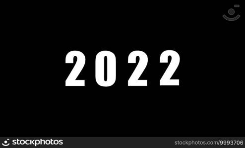 2022 New year number on black isolated background. Font background and typography concept.