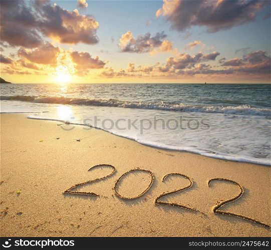 2022 year on the sea shore. Element of design.