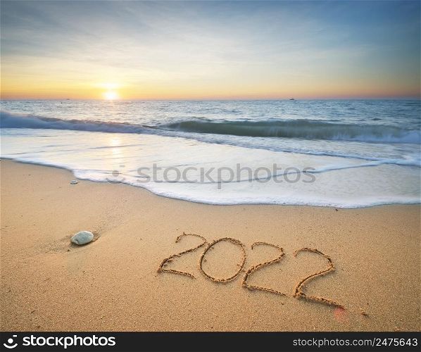 2022 year on the sea shore. Element of design.