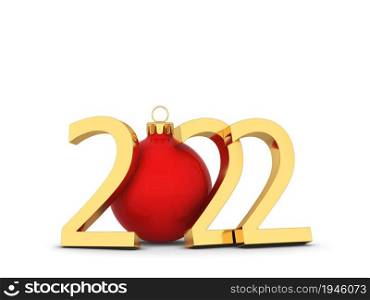 2022 year text sign. 3d illustration isolated on white background