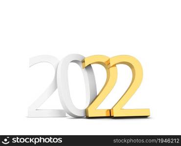 2022 year text sign. 3d illustration isolated on white background
