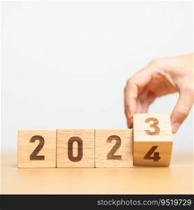 2023 change to 2024 year block on table. goal, Resolution, strategy, plan, start, budget, mission, action, motivation and New Year concepts