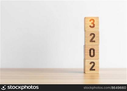 2023 year block on table background. goal, Resolution, strategy, plan, start, budget, mission, action, motivation and New Year concepts