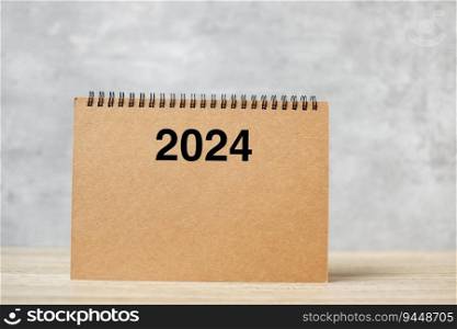 2024 Happy New Year calendar on table. countdown, Resolution, Goals, Plan,  Action and Mission Concept
