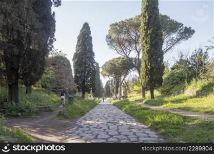 21 april 2018 on Via Appia, Appian Way from Porta Appia, anicient road of Rome