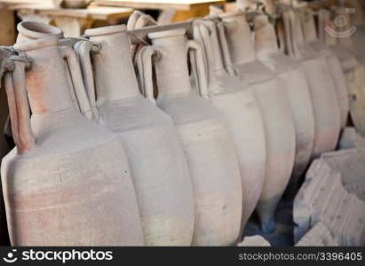 2200 years old amphoras for whine, Pompei site, Italy