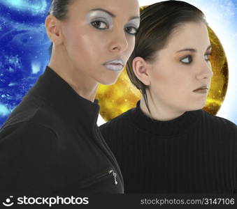 23 and 15 year old females against galactic background.