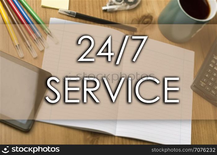 24/7 SERVICE - business concept with text - horizontal image