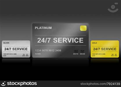 24 hours a day, 7 days a week platinum card on black background