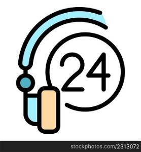24 hours headset icon. Outline 24 hours headset vector icon color flat isolated. 24 hours headset icon color outline vector