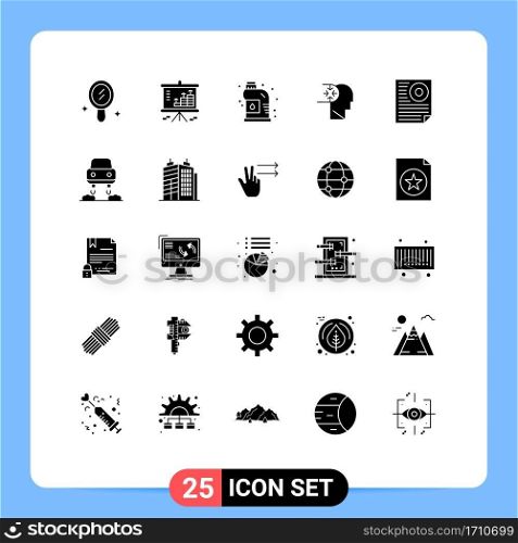 25 Creative Icons Modern Signs and Symbols of letter, data, mechanical, head, autism Editable Vector Design Elements