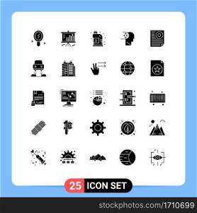25 Creative Icons Modern Signs and Symbols of letter, data, mechanical, head, autism Editable Vector Design Elements