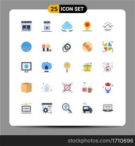 25 Universal Flat Colors Set for Web and Mobile Applications sun, mountains, wind, info, navigation Editable Vector Design Elements