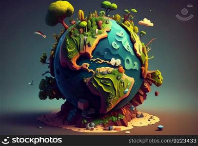 2d earth layer and nature illustration. AI generative.