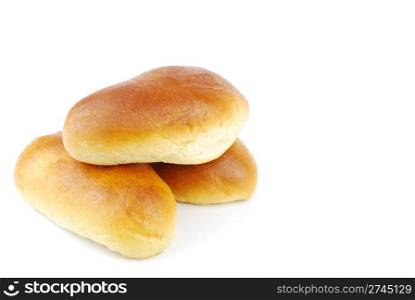 3 fresh milk bread isolated on white background