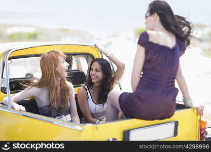 3 Girls on back of pickup