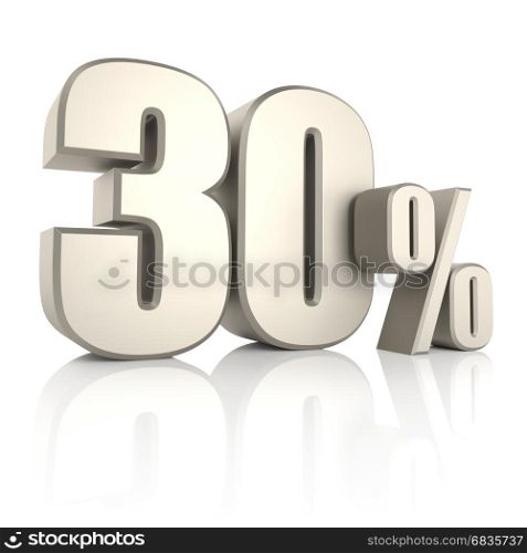 30 percent isolated on white background. 3d render