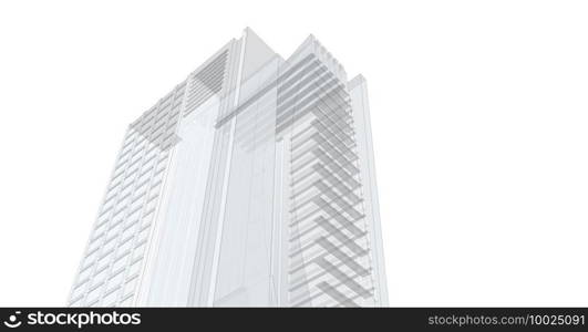 3D Abstract architecture illustration, Skyscraper geometry