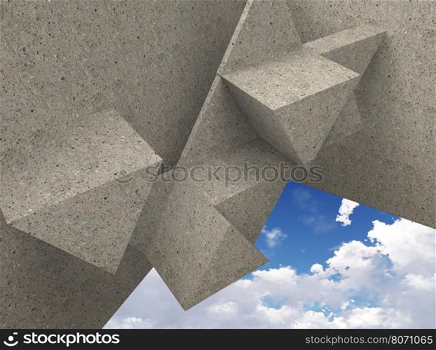 3d Abstract Architecture with sky in background