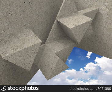 3d Abstract Architecture with sky in background