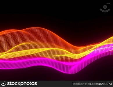 3d abstract background of flying neon particles in motion, wavy lines flow big data technology and science theme, 3D dots array flowing in motion, nanotechnology. 3d abstract background of flying neon particles in motion, wavy lines flow big data technology and science theme, 3D dots array flowing in motion, nanotechnology.