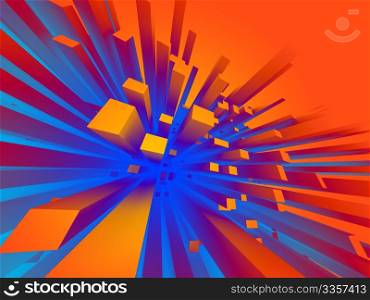 3d abstract background with architectural shapes