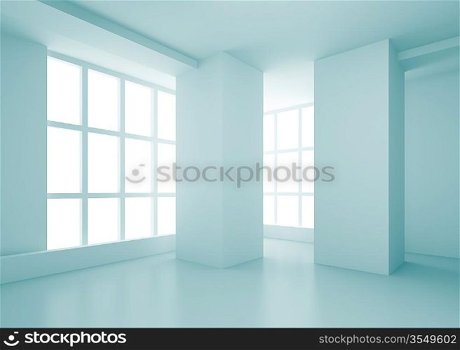 3d Abstract Blue Interior Design
