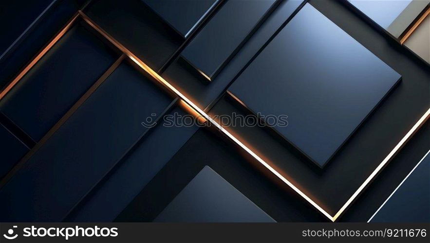 3D Abstract Business Background with Geometric Metal Shapes. 3D Abstract Business Background