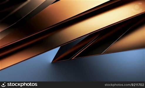 3D Abstract Business Background with Geometric Metal Shapes. 3D Abstract Business Background