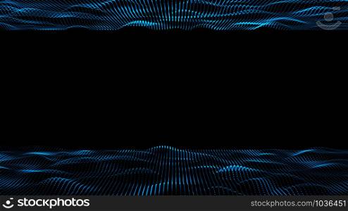 3d abstract digital technology background. Digital wave abstract title of particle blue color illustration