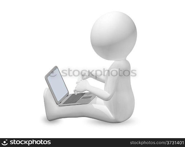 3d abstract illustration of a man with the notebook