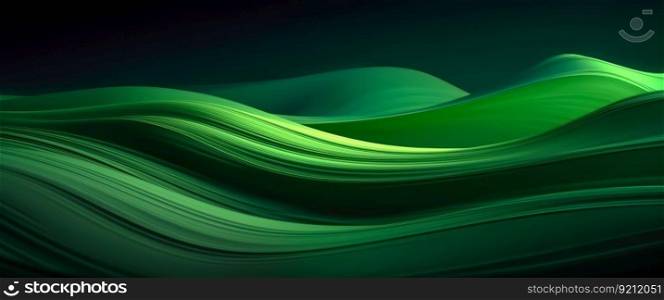 3D Abstract Natural Background in Minimalistic Style with Green Waves. 3D Green Waves Background