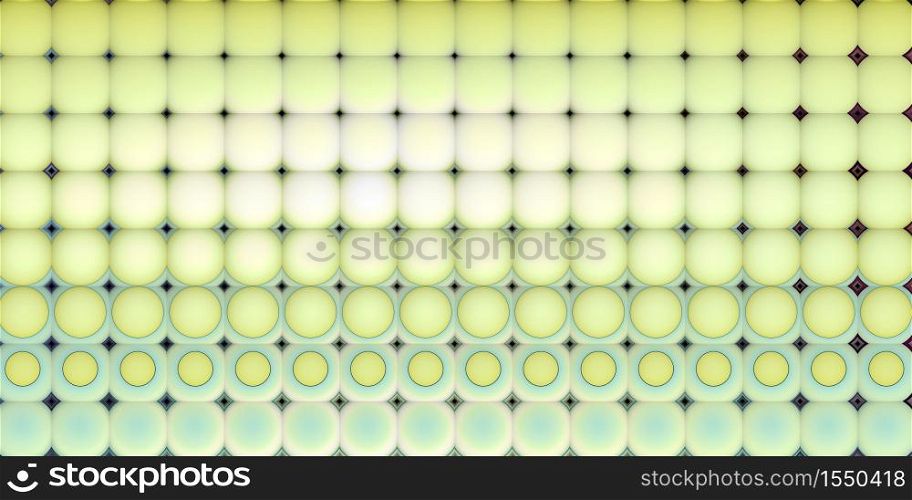 3d abstract tiled mosaic background in green blue yellow