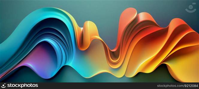 3D Abstract Ultra Wide Vibrant Background with Smooth Colorful Ribbon. 3D Abstract Background