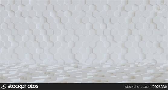 3d abstract white hexagonal background, hexagon shape wallpaper