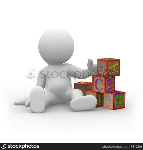 3d baby play with alphabet cubes and toys