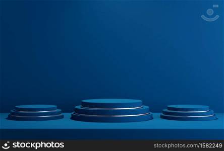 3d background for mock up podium for product presentation, blue background, 3d rendering