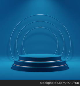 3d background for mock up podium for product presentation, blue background, 3d rendering