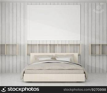 3D bed room with blank photo frame