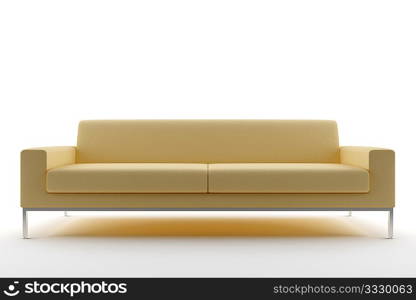 3d beige sofa isolated on white background