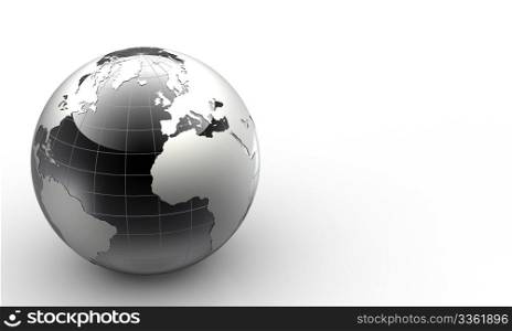 3d black and white glossy globe