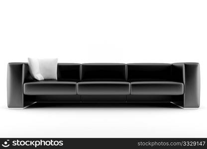 3d black sofa isolated on white background