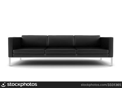 3d black sofa isolated on white background