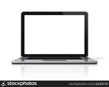 3D blank laptop computer isolated on white with 2 clipping path : one for global scene and one for the screen. Laptop computer isolated on white